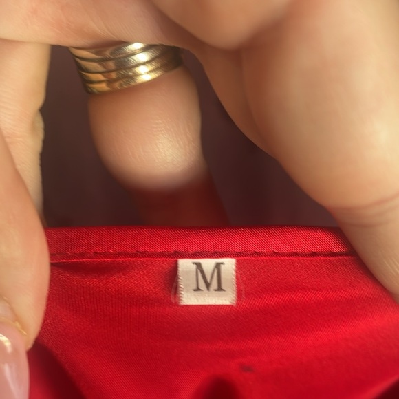 3/$20 Red Floral Embroidery Satin Slip Midi Dress Size Medium - Picture 7 of 7